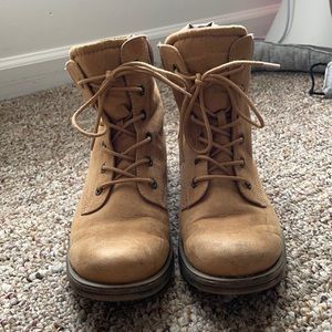 Tan combat boots